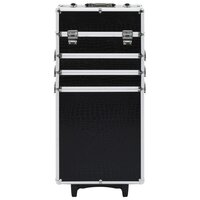 Make-up trolley aluminium zwart met krokodillenpatroon 2