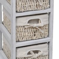 Opbergkast met 3 weefmanden hout wit  4