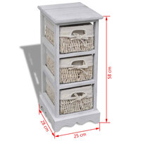 Opbergkast met 3 weefmanden hout wit  7