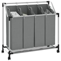 Wasmand met wielen 4 vakken grijs 4
