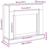 Haardombouw 100x30x87,5 cm bewerkt hout wit 9