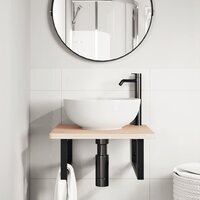 Badkamer wandschap staal en massief eikenhout 3