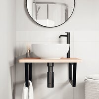 Badkamer wandschap staal en massief beukenhout 3