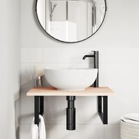 Badkamer wandschap staal en massief eikenhout 3