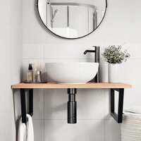Badkamer wandschap staal en massief eikenhout 3