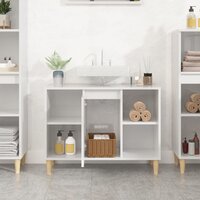 Wastafelkast 80x33x60 cm bewerkt hout hoogglans wit 3