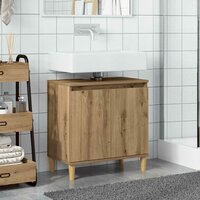 Wastafelkast 58x33x60 cm bewerkt hout artisanaal eikenkleur 3