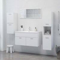 Badkamerkast 30x30x130 cm bewerkt hout wit 9