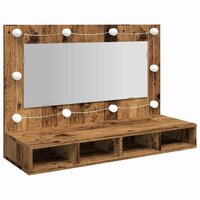 Spiegelkast met LED-verlichting 90x31,5x62 cm oud houtkleurig 2