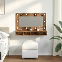 Spiegelkast met LED-verlichting 90x31,5x62 cm oud houtkleurig 3