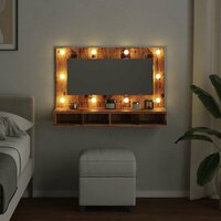 Spiegelkast met LED-verlichting 90x31,5x62 cm oud houtkleurig 4