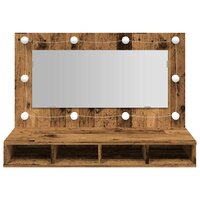 Spiegelkast met LED-verlichting 90x31,5x62 cm oud houtkleurig 5