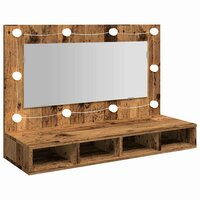 Spiegelkast met LED-verlichting 90x31,5x62 cm oud houtkleurig 8