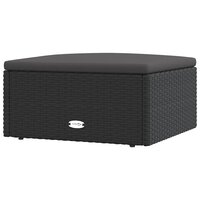 Voetensteun met kussen poly rattan zwart 2