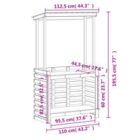 Tuinbartafel met dak 112,5x57x195,5 cm massief hout 9