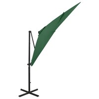 Zweefparasol met paal en LED-verlichting 250 cm groen 2