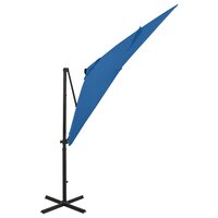 Zweefparasol met paal en LED-verlichting 250 cm azuurblauw 2