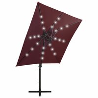 Zweefparasol met paal en LED-verlichting 250 cm bordeauxrood 3