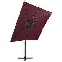 Zweefparasol met paal en LED-verlichting 250 cm bordeauxrood 4