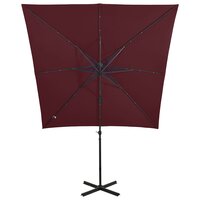 Zweefparasol met paal en LED-verlichting 250 cm bordeauxrood 5