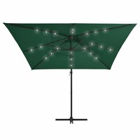 Zweefparasol met LED en stalen paal 250x250 cm groen 3