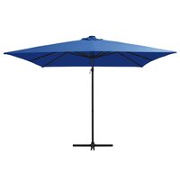 Zweefparasol met LED en stalen paal 250x250 cm azuurblauw 2