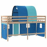 Kinderhoogslaper met tunnel 80x200 cm massief grenenhout blauw 9