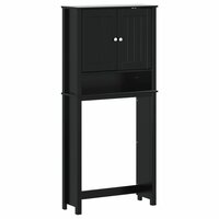 Wasmachinekast BERG 76x27x164,5 cm massief hout zwart 2