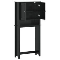 Wasmachinekast BERG 76x27x164,5 cm massief hout zwart 4