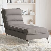 Chaise longue met kussens stof taupe 2