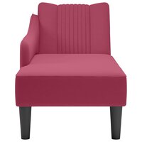 Chaise longue met rechterarmleuning fluweel wijnrood 4
