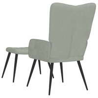 Relaxstoel met voetenbank fluweel lichtgrijs 5
