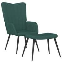 Relaxstoel met voetenbank fluweel donkergroen 2