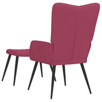 Relaxstoel met voetenbank fluweel wijnrood 5