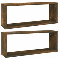 Wandschappen kubus 2 st 60x15x23 cm bewerkt hout gerookt eiken 2