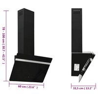Wandafzuigkap 60 cm staal en gehard glas zwart 9