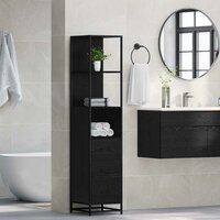 Badkamermeubelset Zwart Eiken 35 x 37,5 x 166 cm Bewerkt hout 4
