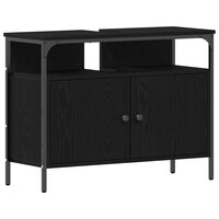 Badkamerkast Zwart eiken 80 x 30 x 60 cm Bewerkt hout 2