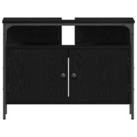 Badkamerkast Zwart eiken 80 x 30 x 60 cm Bewerkt hout 6