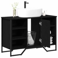 Badkamerkast Zwart Eiken 91 x 35 x 60 cm Bewerkt hout 3