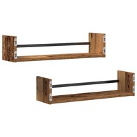 Wandplank met plank 2 pcs Oud hout 60 x 16 x 14 cm Bewerkt hout 5