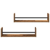 Wandplank met plank 2 pcs Oud hout 60 x 16 x 14 cm Bewerkt hout 6
