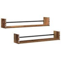 Wandplank met plank 2 pcs Oud hout 80 x 16 x 14 cm Bewerkt hout 5