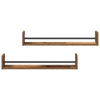 Wandplank met plank 2 pcs Oud hout 80 x 16 x 14 cm Bewerkt hout 6