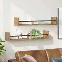 Wandplank 2 pcs artisanaal eikenkleurig 80 x 16 x 14 cm 4