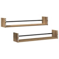 Wandplank 2 pcs artisanaal eikenkleurig 80 x 16 x 14 cm 5