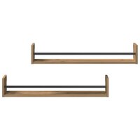 Wandplank 2 pcs artisanaal eikenkleurig 80 x 16 x 14 cm 6