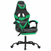 Gamestoel draaibaar met voetensteun kunstleer zwart en groen 2