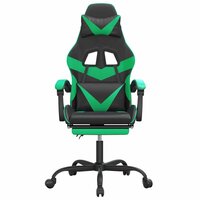 Gamestoel draaibaar met voetensteun kunstleer zwart en groen 3