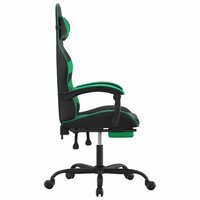 Gamestoel draaibaar met voetensteun kunstleer zwart en groen 4